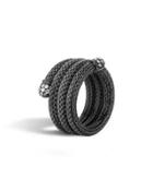 Classic Chain Black Ruthenium Diamond Coil Ring,