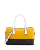 Charles Jourdan Dara Colorblocked Leather Satchel Bag, Yellow/black/white, Women's, Yellow Com