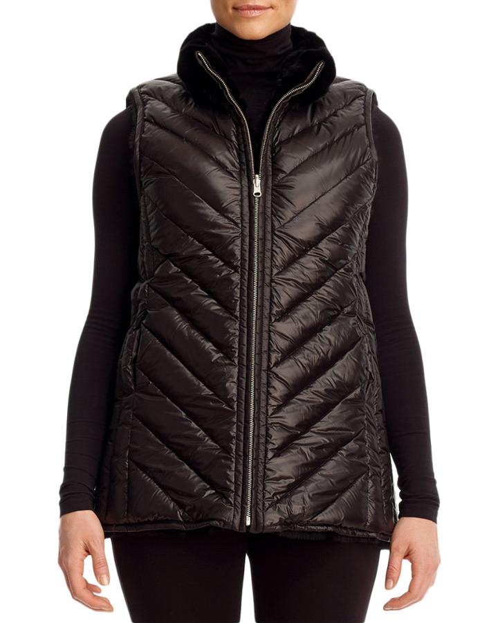 Reversible Down Fill & Rex Rabbit Fur Zip Vest
