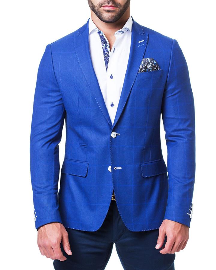 Men's Blazer In Descartes Check, Blue