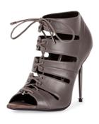 Open-toe Lace-up 105mm Bootie, Graphite