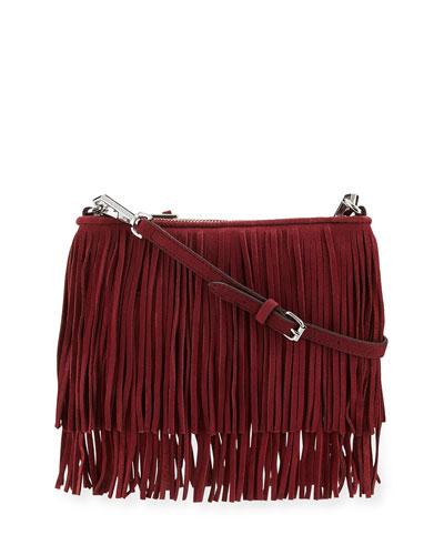 Finn Fringe Suede Crossbody Bag, Tawny Port