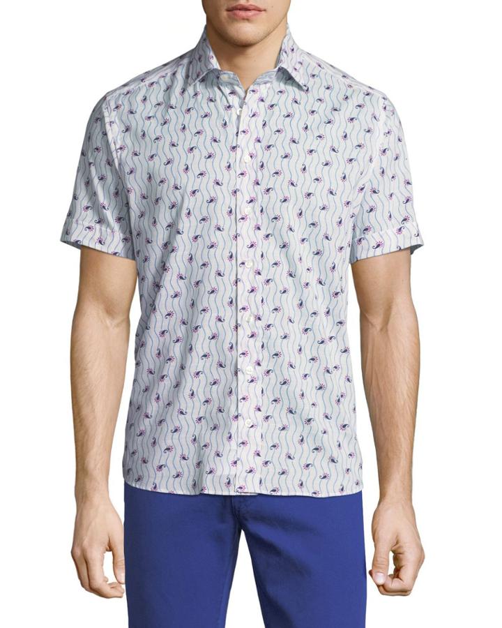 Paisley-print Short-sleeve Cotton