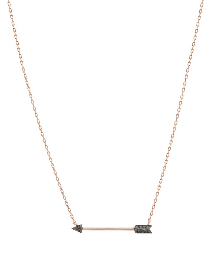 14k Black Diamond Arrow Pendant Necklace