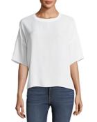 Relaxed Silk Rib-neck Pullover Tee
