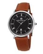 41mm Milano Date Watch W/ Leather, Brown/black