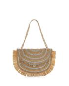 Tiki Fringe Straw Chain Pouch Bag