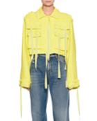 Cropped Boucle Jacket W/ Ribbon Trim