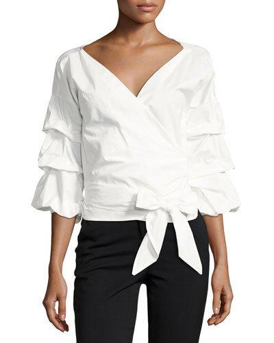 Worry Less 3/4-sleeve Blouse, White
