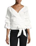 Worry Less 3/4-sleeve Blouse, White