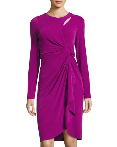 Front-twist Keyhole Sheath Dress, Purple