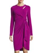 Front-twist Keyhole Sheath Dress, Purple