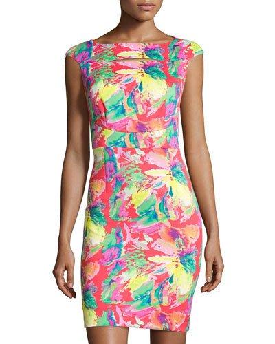 Floral-print Cutout Sheath Dress, Pink Pattern
