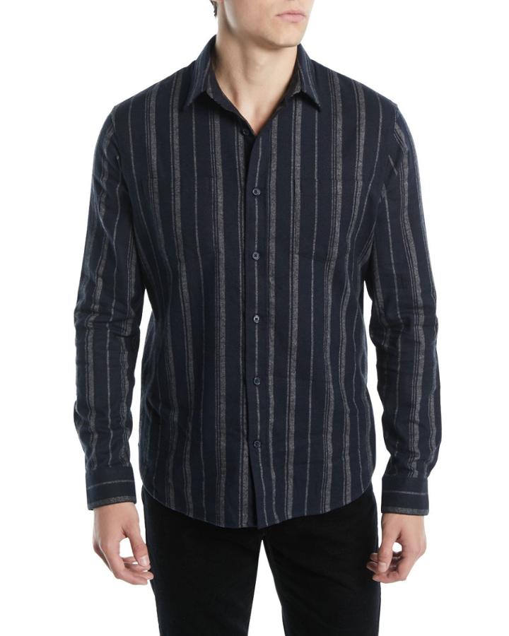 Men's Striped Flannel Button-down