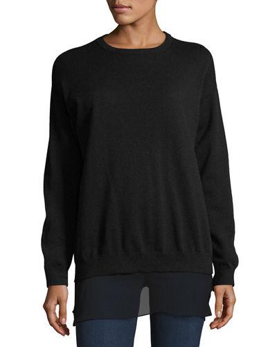 Cashmere Sweater-silk-trim Wool