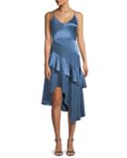 Selma Sleeveless Silk Combo Ruffle Dress