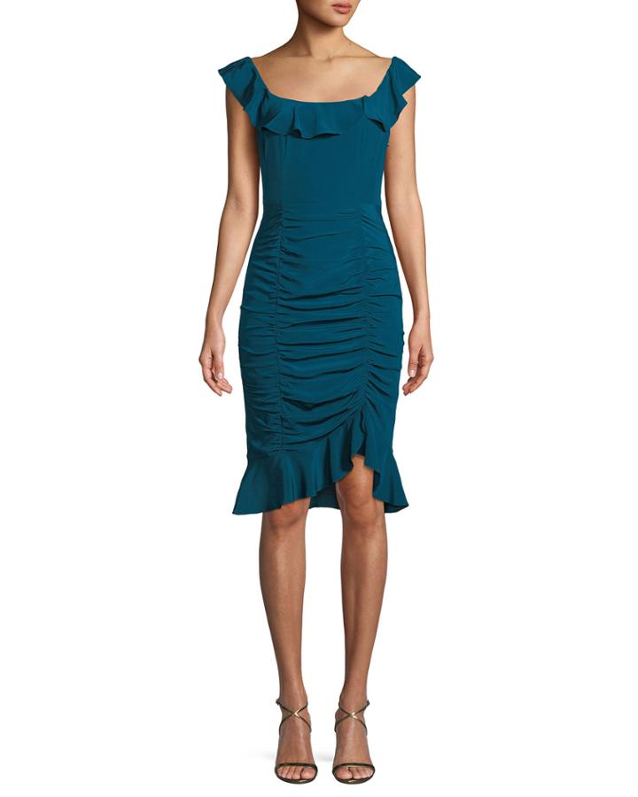 Sunset Silk Dress W/ Ruching