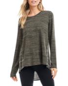 Plaid Mixed Media Long-sleeve Top
