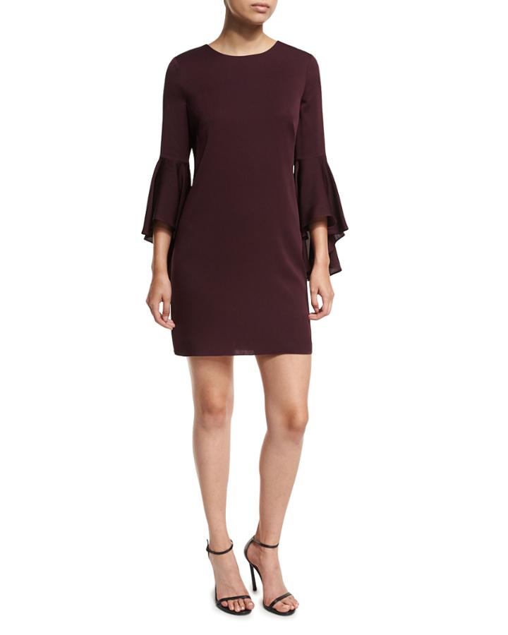 3/4 Bell-sleeve Stretch-silk Dress