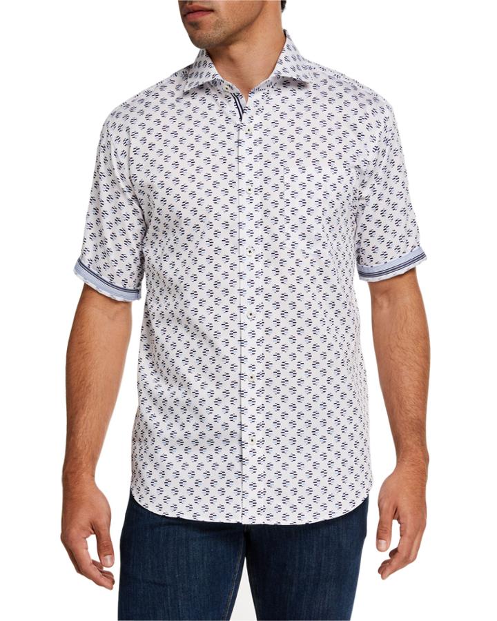 Men's Classic-fit Optical Print Cotton