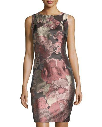Sleeveless Floral-print Cocktail Dress