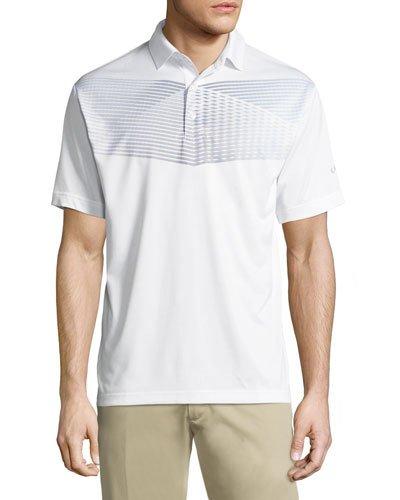 Ombré-chevron Polo Top, White