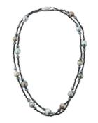 14k Spinel, Hematite & Pearl Beaded Necklace,
