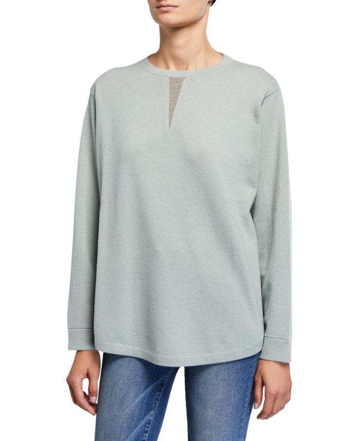 Crewneck Cashmere Sweater W/ Triangle Inset