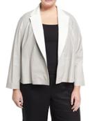 Callan Leather Silk-lined Jacket, Silver,