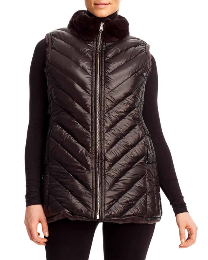 Reversible Down Fill & Rabbit Fur Zip Vest