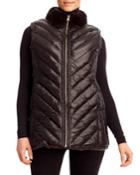 Reversible Down Fill & Rabbit Fur Zip Vest