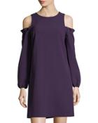 Balloon-sleeve Cold-shoulder Dress