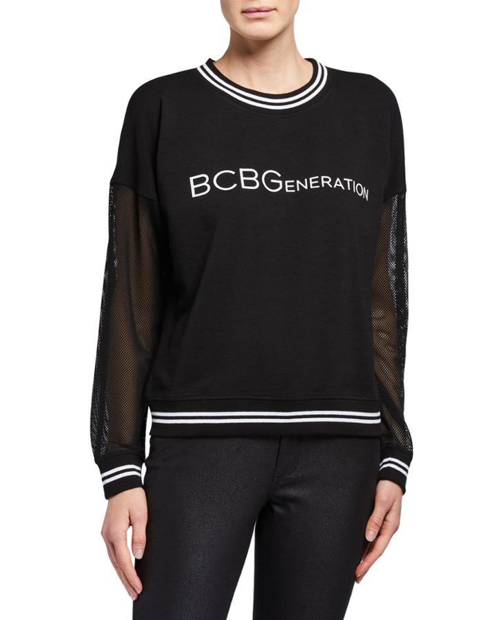 French Terry Stripe Mesh Sleeve