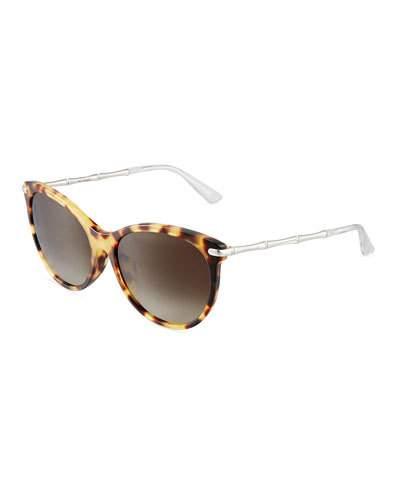 Two-tone Havana Round Cat-eye Combo Sunglasses, Yellow