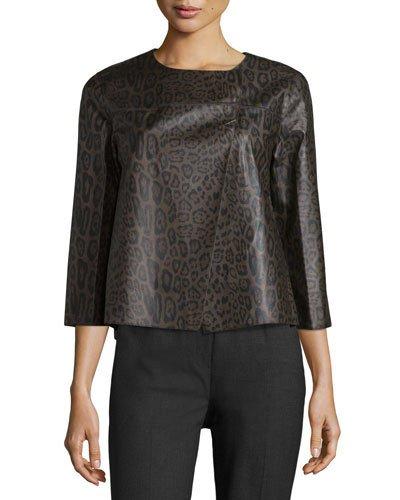 Odene Asymmetric Leather Topper Jacket, Granite