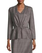 Belted Plaid Peplum Jacket