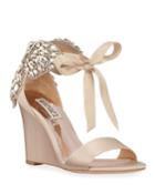 Heather Jeweled Butterfly Ankle-tie Pumps