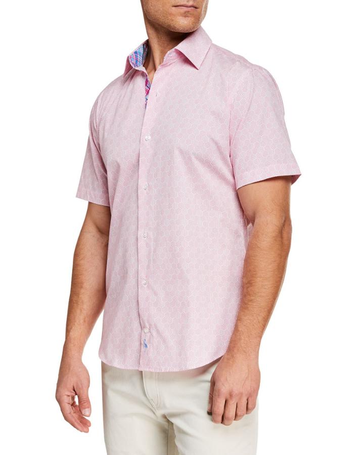 Men's Hex-print Short-sleeve Woven