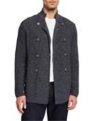 Men's Ribbed Knit Double-breasted Cardigan