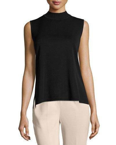 High-neck Knit Tank, Black
