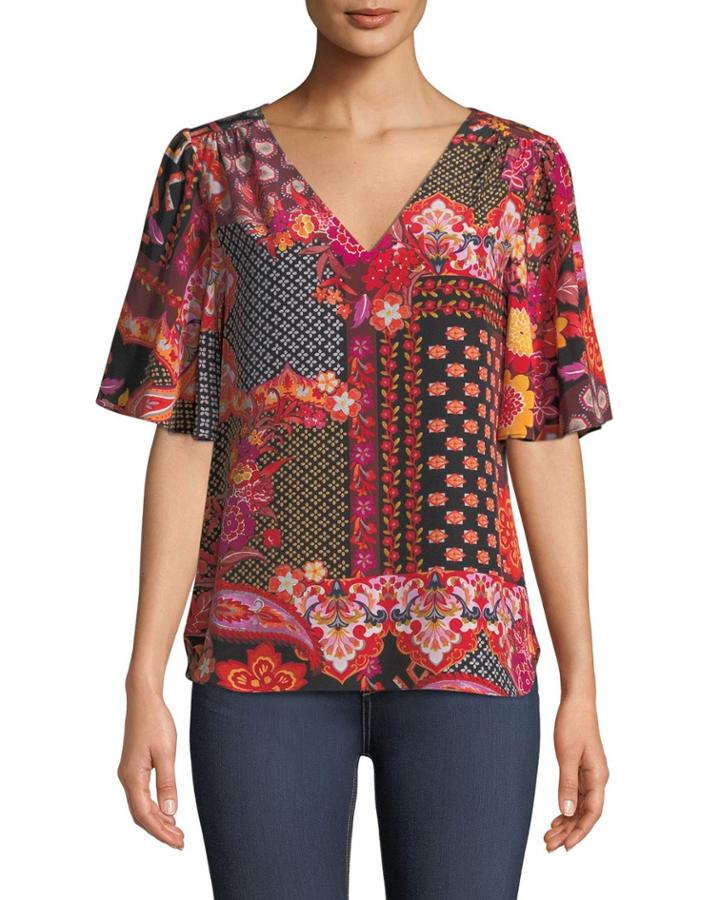 Kirkwood Gypsy Patchwork V-neck Blouse