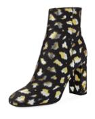 Loulou Metallic Leopard Jacquard Block-heel Bootie