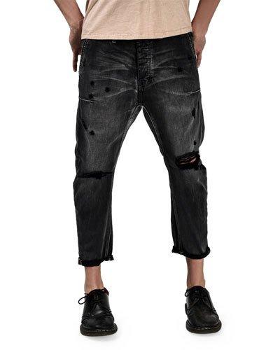 Mr. Brown Distressed Jeans, Black Van
