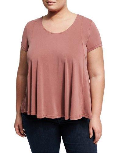 Lace-back Jersey Tee, Mauve,