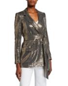 Sequin Long-sleeve Belted