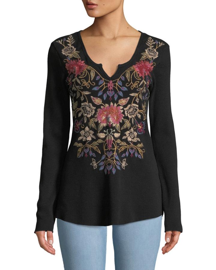Embroidered Simona Boho Thermal Top