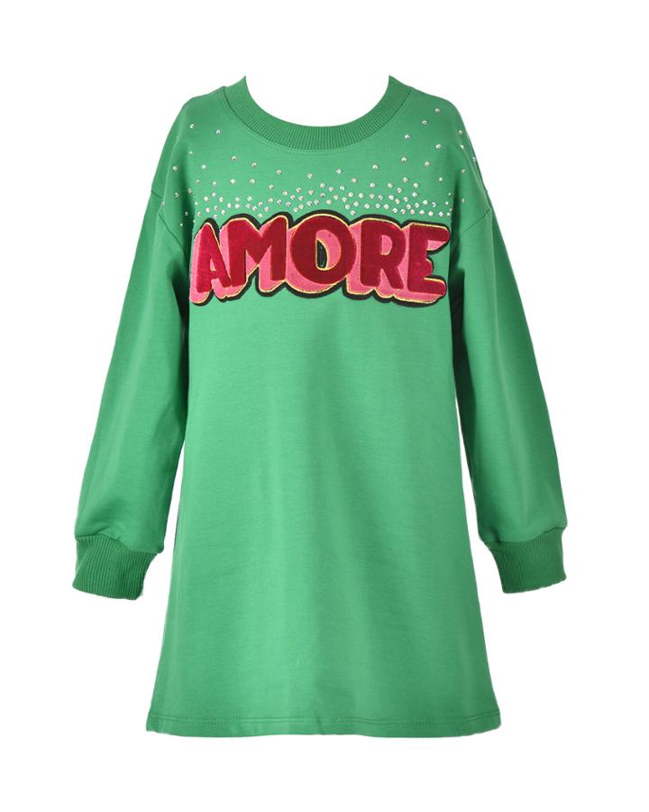 Girl's Amore Long-sleeve T-shirt Dress,