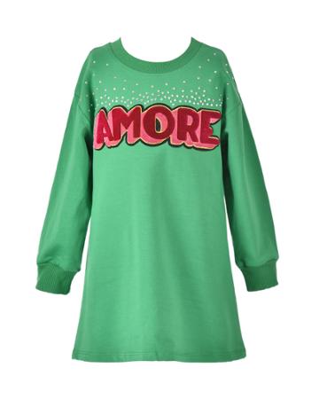 Girl's Amore Long-sleeve T-shirt Dress,