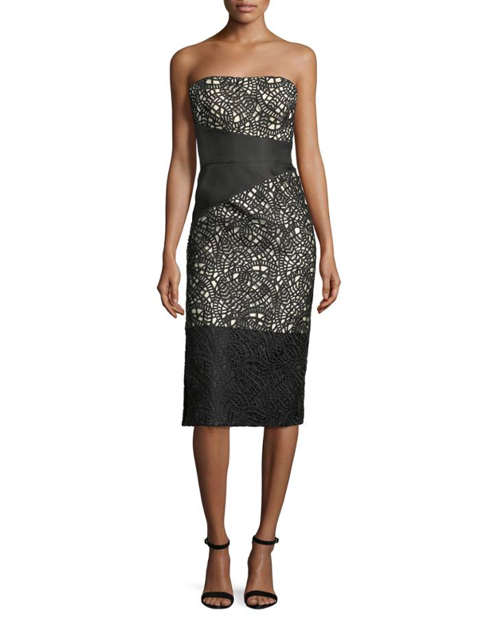 Strapless Satin Cocktail Dress With