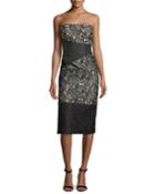 Strapless Satin Cocktail Dress With